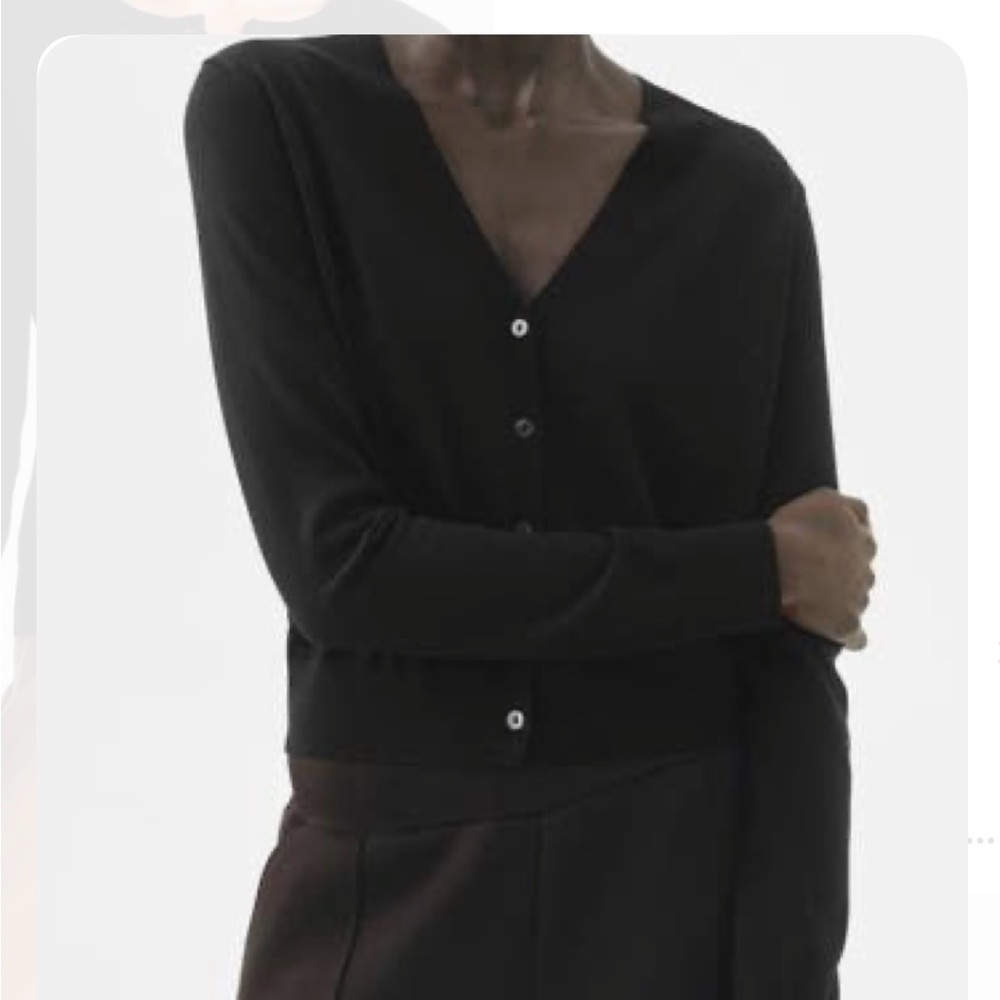 Black Merino blend Italian Cardigan Sweater